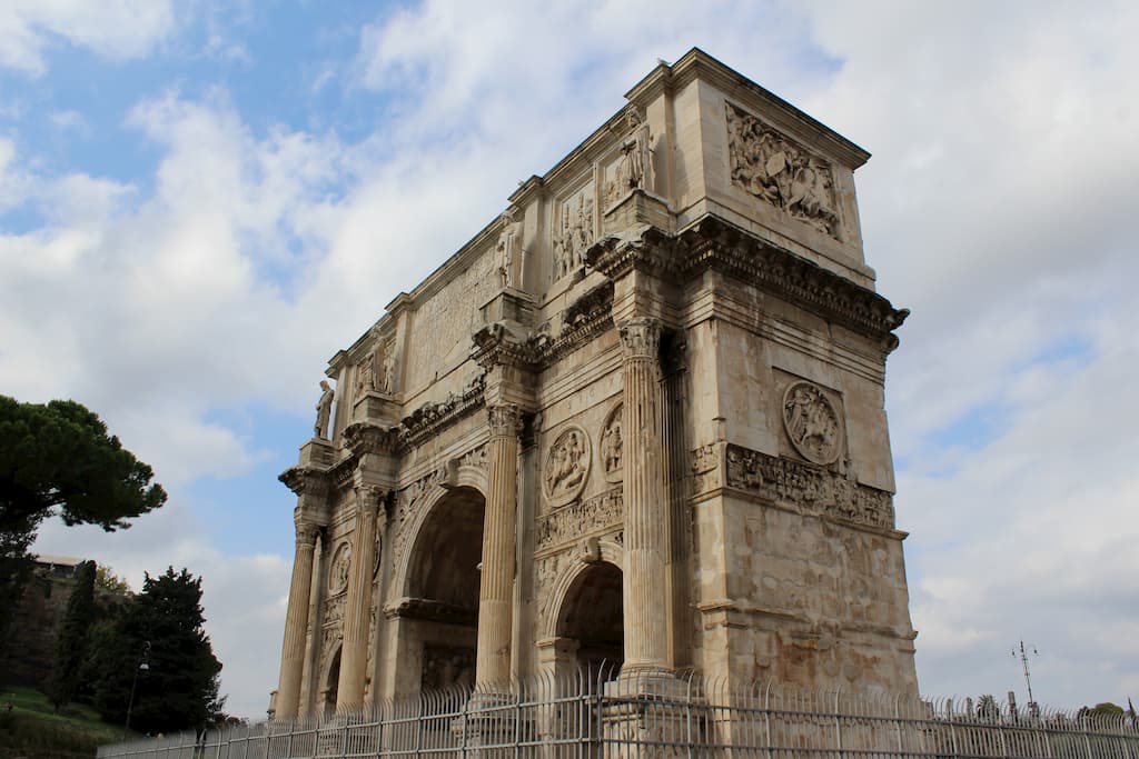 Large rectangular stone arch.