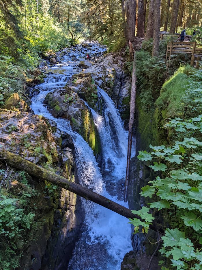 waterfall into a ravine