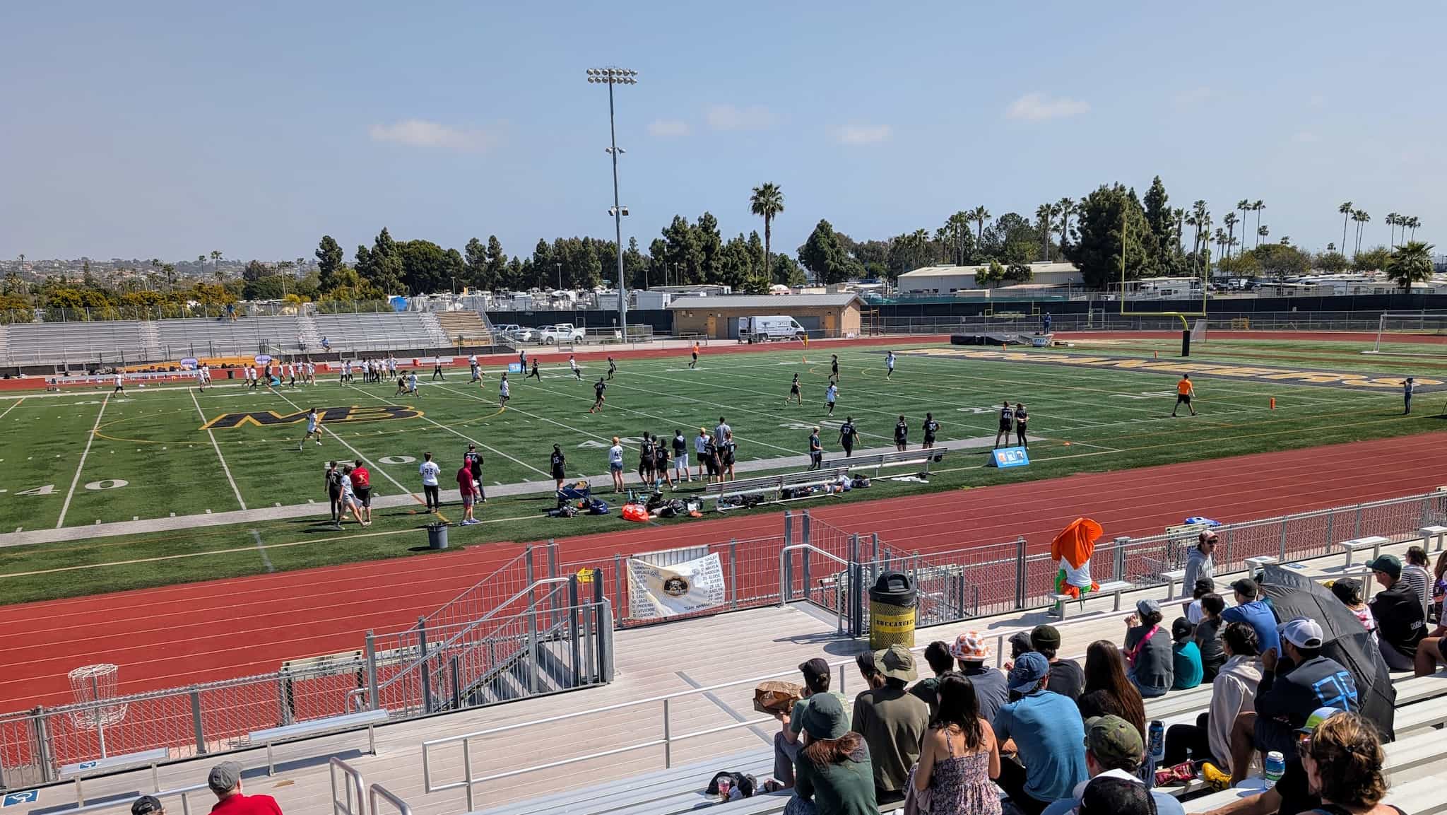 ultimate players on a football field with